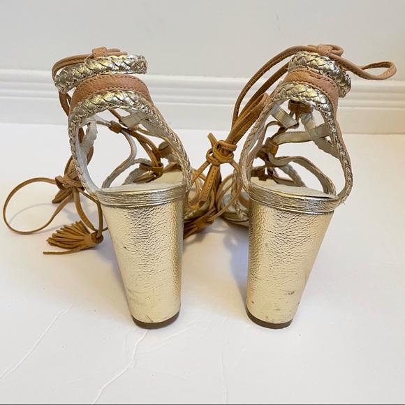 Metallic Gold &Tan BCBGeneration Chunky Heels - Picture 8 of 9